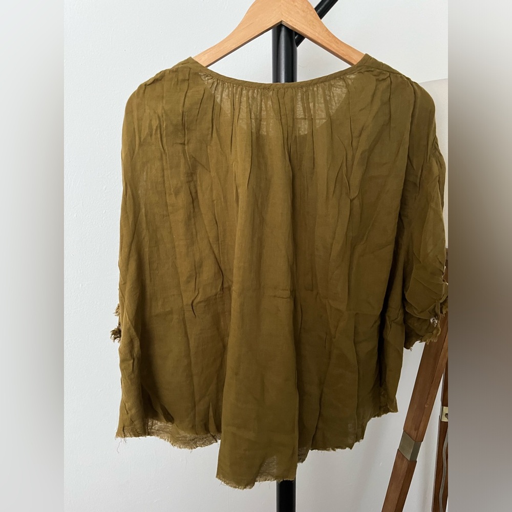 NWT FREE PEOPLE FP ONE Alexi Stitched Top | Green MSRP $88 Oversized - Picture 5 of 7